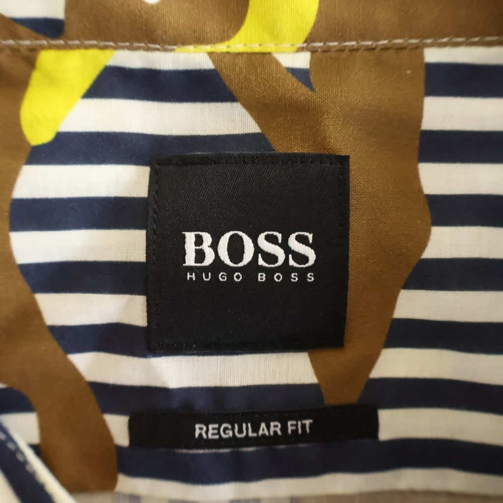 BOSS(ボス) スタンドカラーストライプ柄シャツ マルチカラー #L