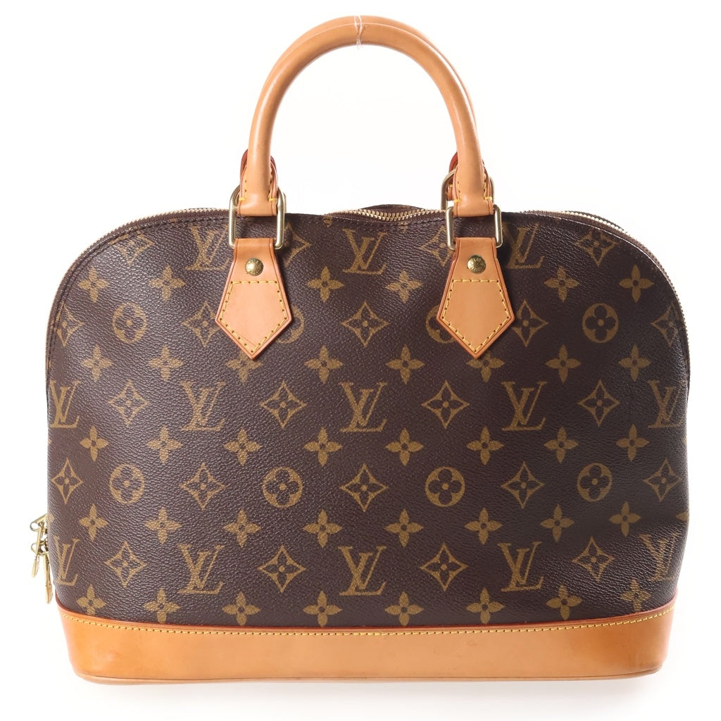 LOUIS VUITTON(ルイヴィトン) モノグラム アルマPM ハンドバッグ ブラウン レザー×PVC M51130 ゴールド金具 レディース