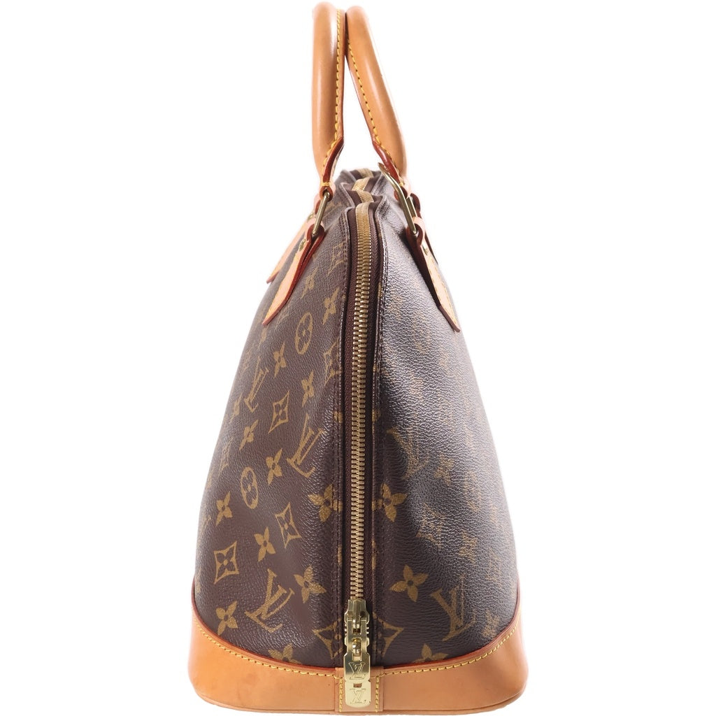 LOUIS VUITTON(ルイヴィトン) モノグラム アルマPM ハンドバッグ ブラウン レザー×PVC M51130 ゴールド金具 レディース