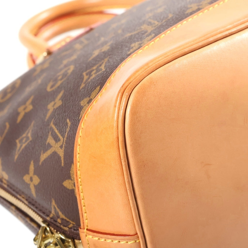 LOUIS VUITTON(ルイヴィトン) モノグラム アルマPM ハンドバッグ ブラウン レザー×PVC M51130 ゴールド金具 レディース