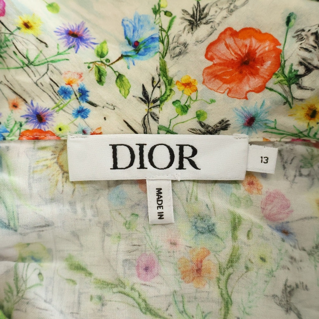 Christian Dior(クリスチャンディオール) セットアップ ロゴ刺繍 フラワー総柄プリント レーヨン 長袖シャツ イージーパンツ アイボリー/グリーン レディース 2WBM11SRTZ