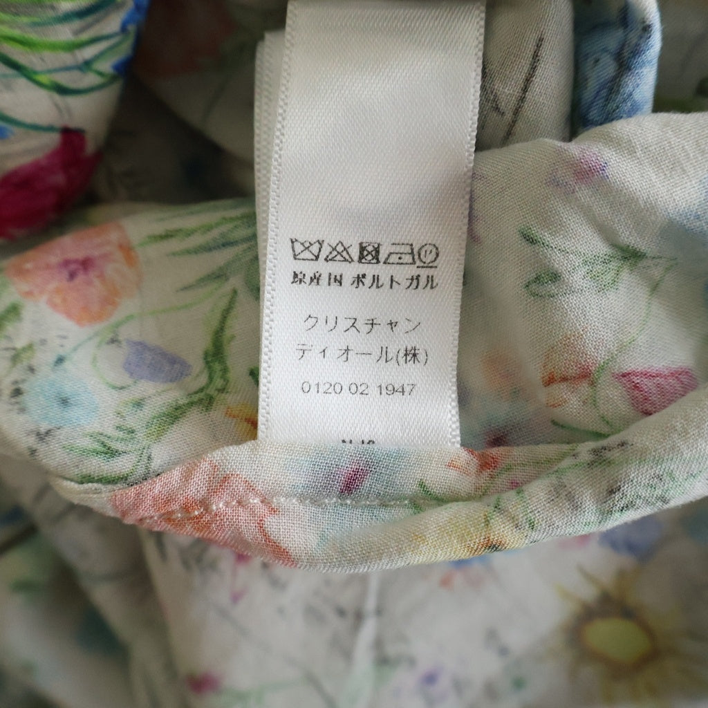 Christian Dior(クリスチャンディオール) セットアップ ロゴ刺繍 フラワー総柄プリント レーヨン 長袖シャツ イージーパンツ アイボリー/グリーン レディース 2WBM11SRTZ