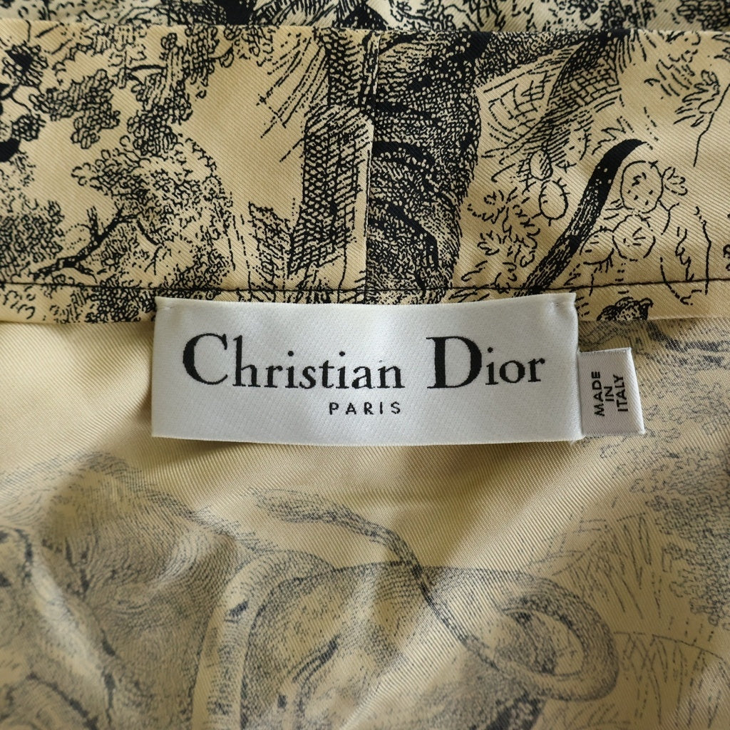 Christian Dior(クリスチャンディオール) 総柄 シルクロングガウン 羽織 ローブ ベージュ×ブラック #40 111V35A6805 レディース