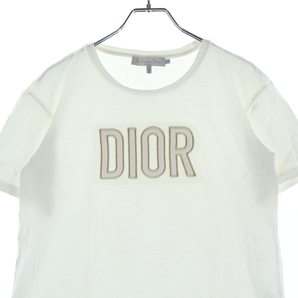 Christian Dior(クリスチャンディオール) キッズ フロントロゴ刺繍半袖コットンTシャツ カットソー ホワイト #13 2SBM13TEEN レディース