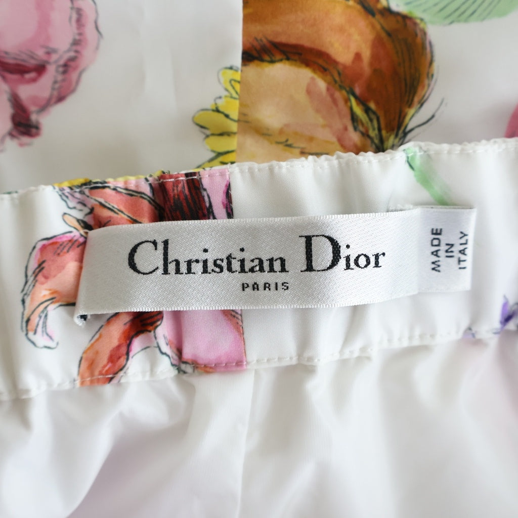 Christian Dior(クリスチャンディオール) 23FW フローラルプリント バックル キュロットミニスカート ホワイト #34 357P15A2263 レディース