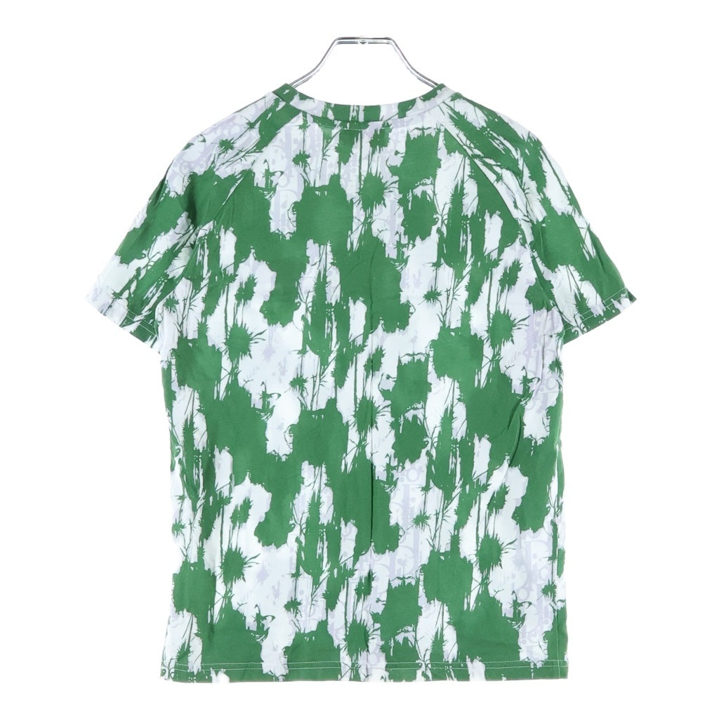 Christian Dior(クリスチャンディオール) キッズ フロントロゴ刺繍半袖コットンペイント柄Tシャツ カットソー ホワイト×グリーン #13 2WBM23TEEB レディース