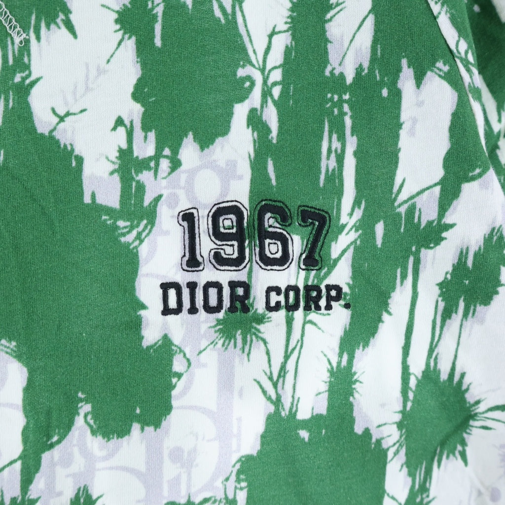 Christian Dior(クリスチャンディオール) キッズ フロントロゴ刺繍半袖コットンペイント柄Tシャツ カットソー ホワイト×グリーン #13 2WBM23TEEB レディース