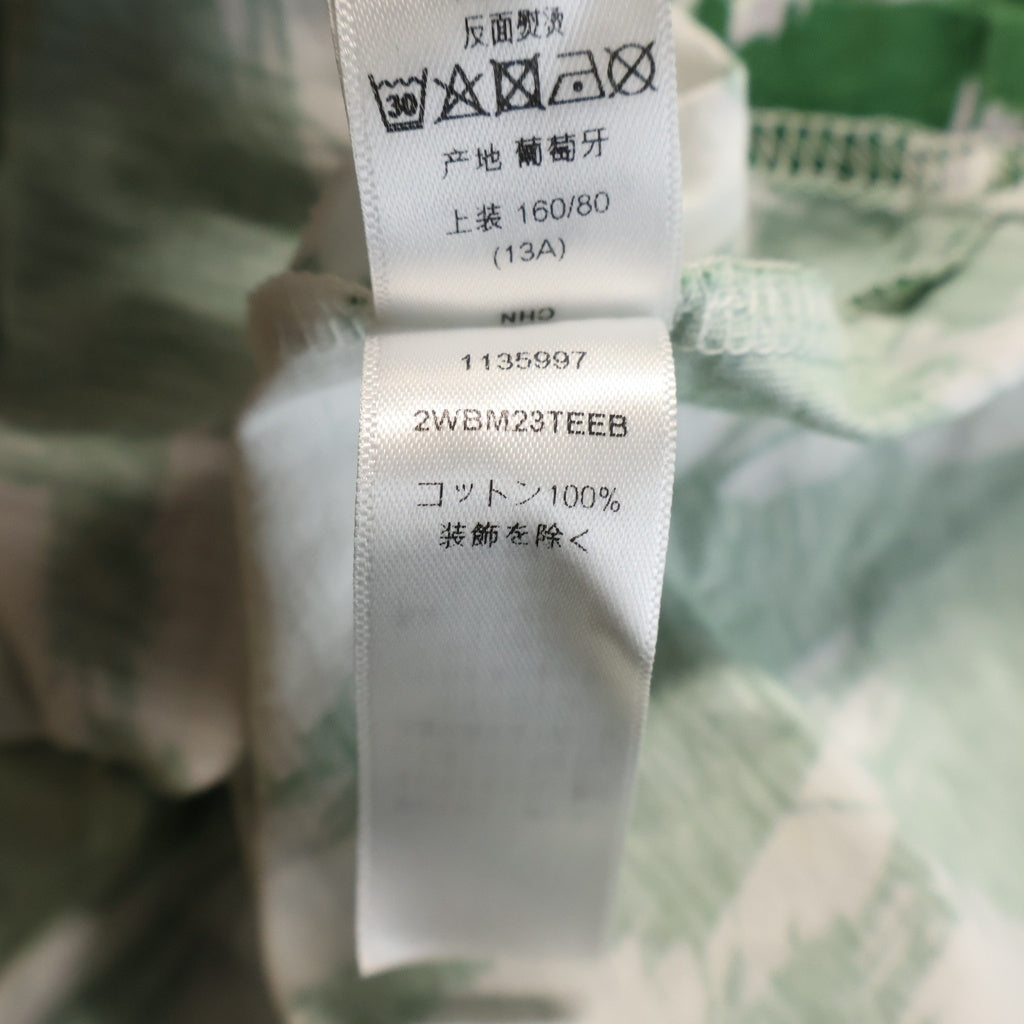 Christian Dior(クリスチャンディオール) キッズ フロントロゴ刺繍半袖コットンペイント柄Tシャツ カットソー ホワイト×グリーン #13 2WBM23TEEB レディース