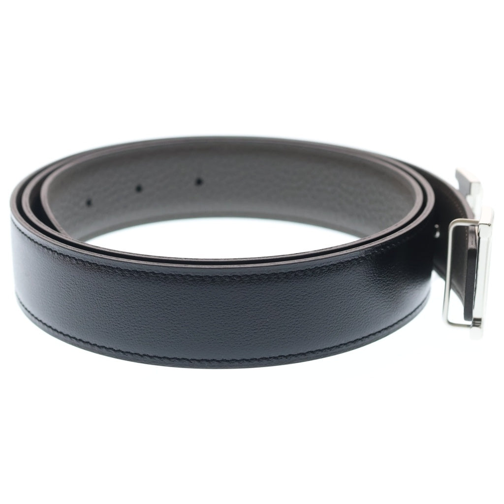 HERMES(エルメス) コンスタンスリバーシブルレザーベルト ブラック×グレージュ #100 シルバー金具 レディース