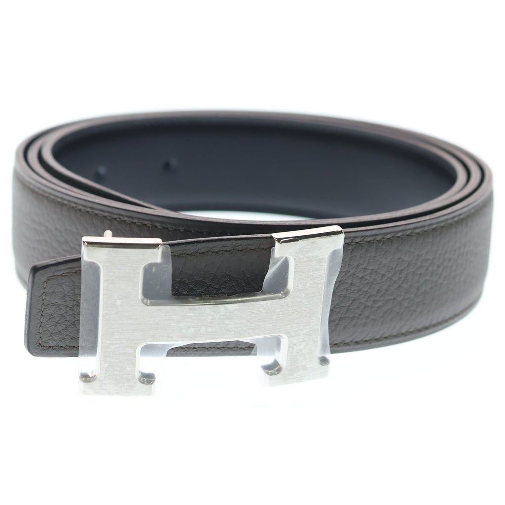 HERMES(エルメス) コンスタンスリバーシブルレザーベルト ブラック×グレージュ #100 シルバー金具 レディース