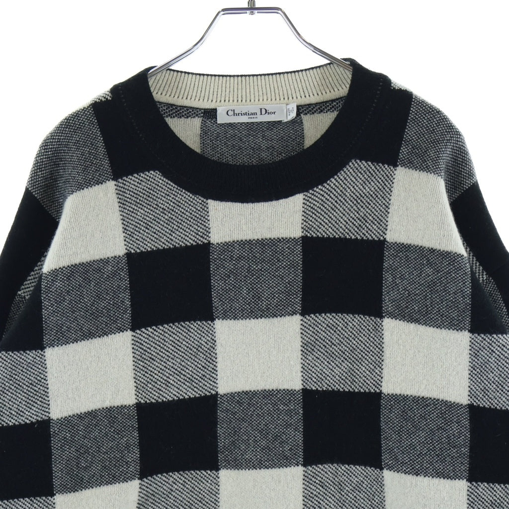 Christian Dior(クリスチャンディオール) ジャディオール ギンガムチェック クルーネックニット ブラック×ホワイト #38 45S55AM010 レディース