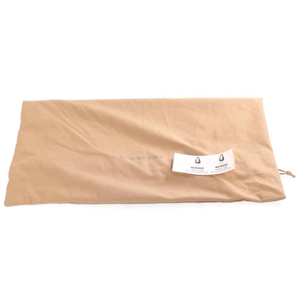 BURBERRY(バーバリー) ワンショルダーバッグ トートバッグ グリーン×アイボリー レザー×キャンバス シルバー金具 レディース