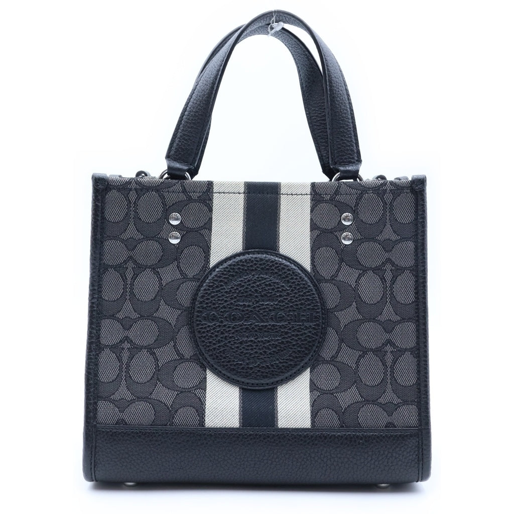COACH(コーチ) デンプシー トート22 ハンドバッグ ブラック レザー×キャンバス C8417 シルバー金具 レディース