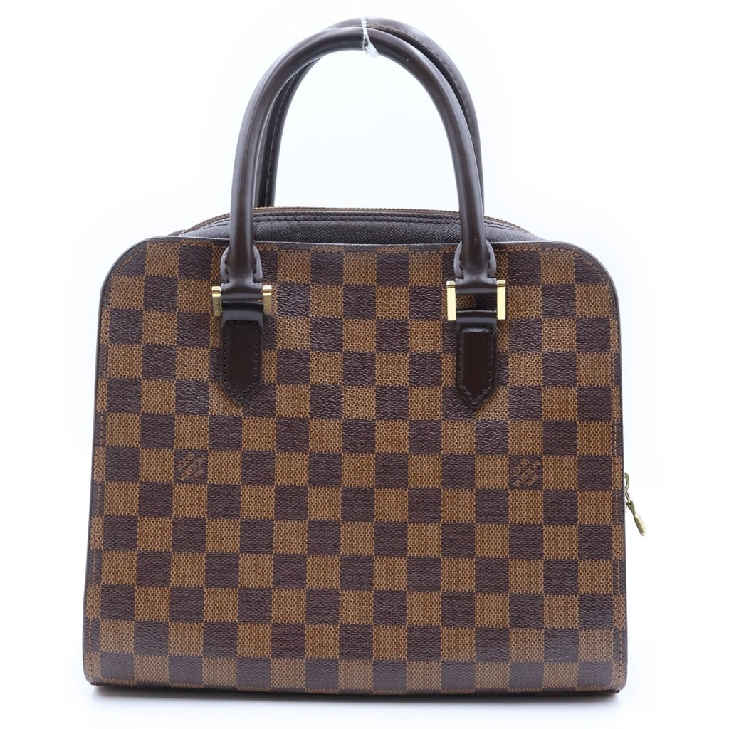 LOUIS VUITTON(ルイヴィトン) ダミエ トリアナ ハンドバッグ ブラウン レザー×PVC N51155 ゴールド金具 レディース