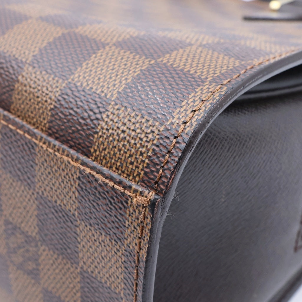 LOUIS VUITTON(ルイヴィトン) ダミエ トリアナ ハンドバッグ ブラウン レザー×PVC N51155 ゴールド金具 レディース
