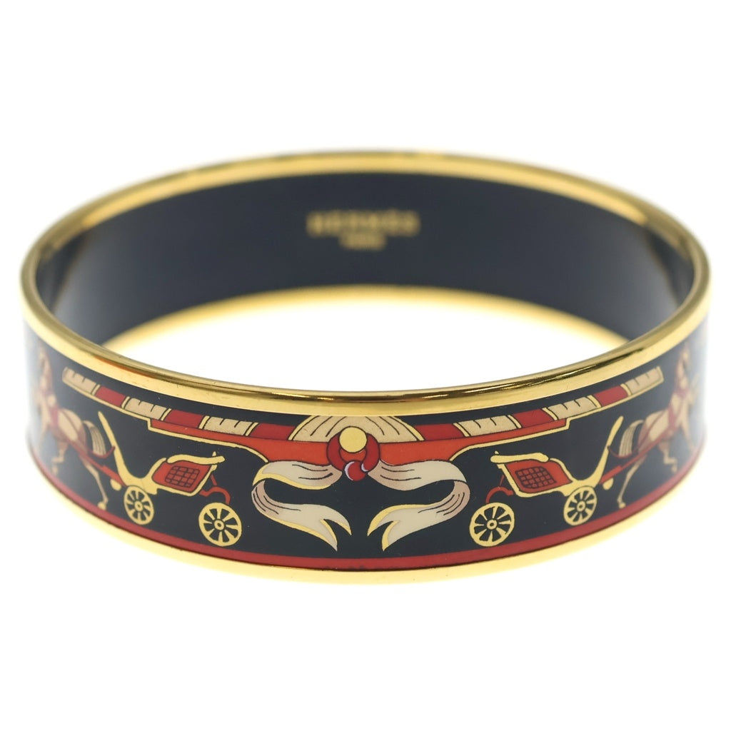 HERMES(エルメス) エマイユGM ホース 七宝焼き バングル ブレスレット ゴールド×ブラック レディース