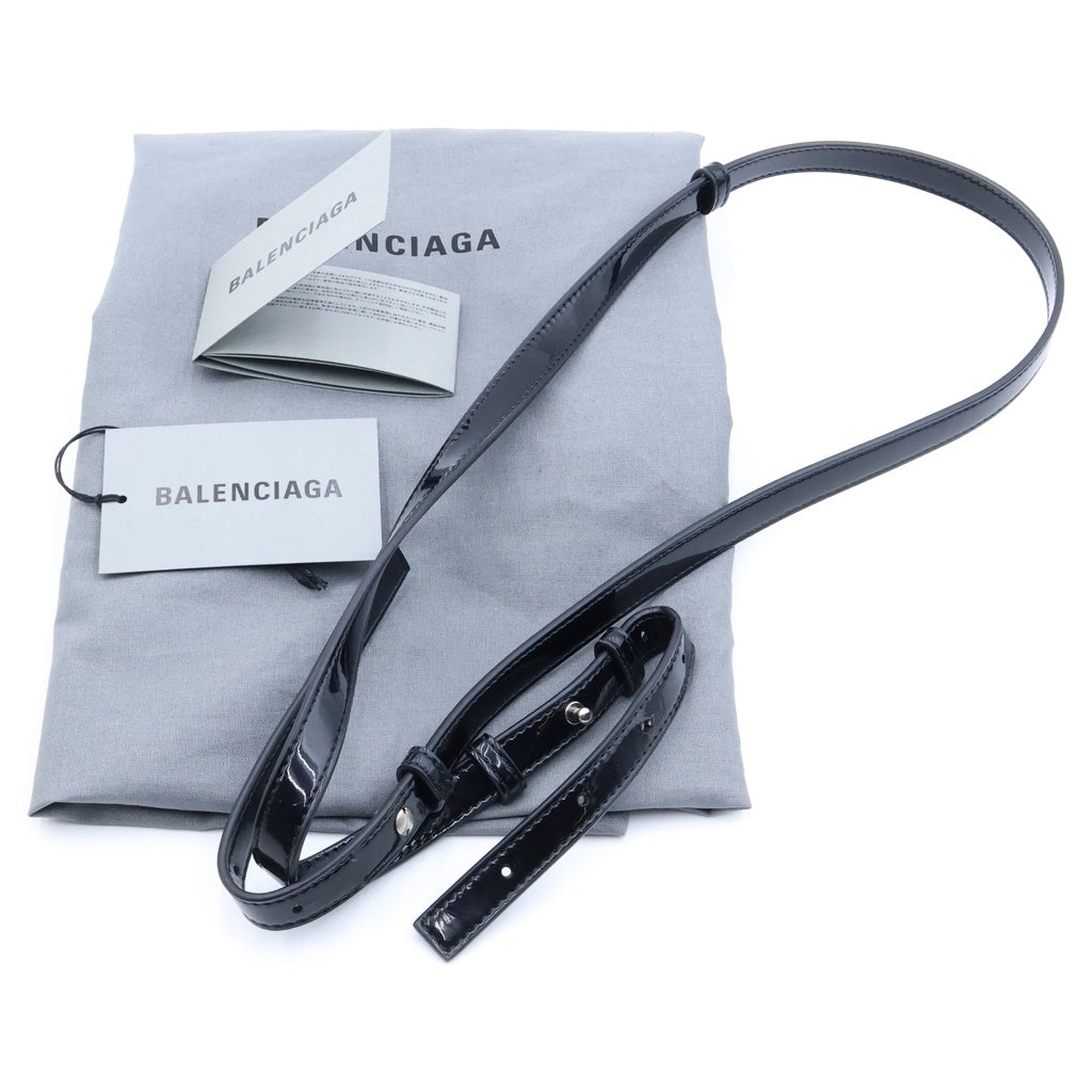 BALENCIAGA(バレンシアガ) ビストロS バスケット トートバッグ カゴバック ブラック エナメル 671346 シルバー金具 レディース