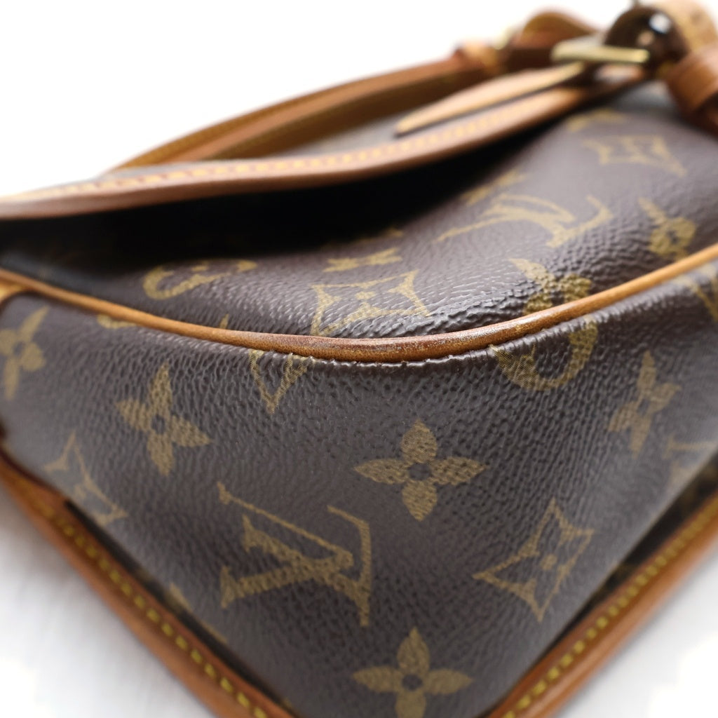 LOUIS VUITTON(ルイヴィトン) モノグラム ソローニュ ワンショルダーバッグ ブラウン レザー×PVC M42250 ゴールド金具 レディース
