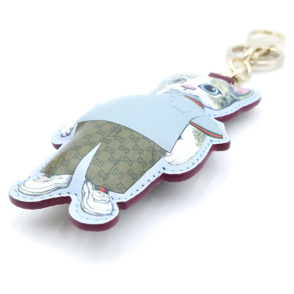 GUCCI(グッチ) ヒグチユウコ ボリス 猫キーチェーン バッグチャーム キーホルダー マルチカラー レザー ゴールド金具 レディース