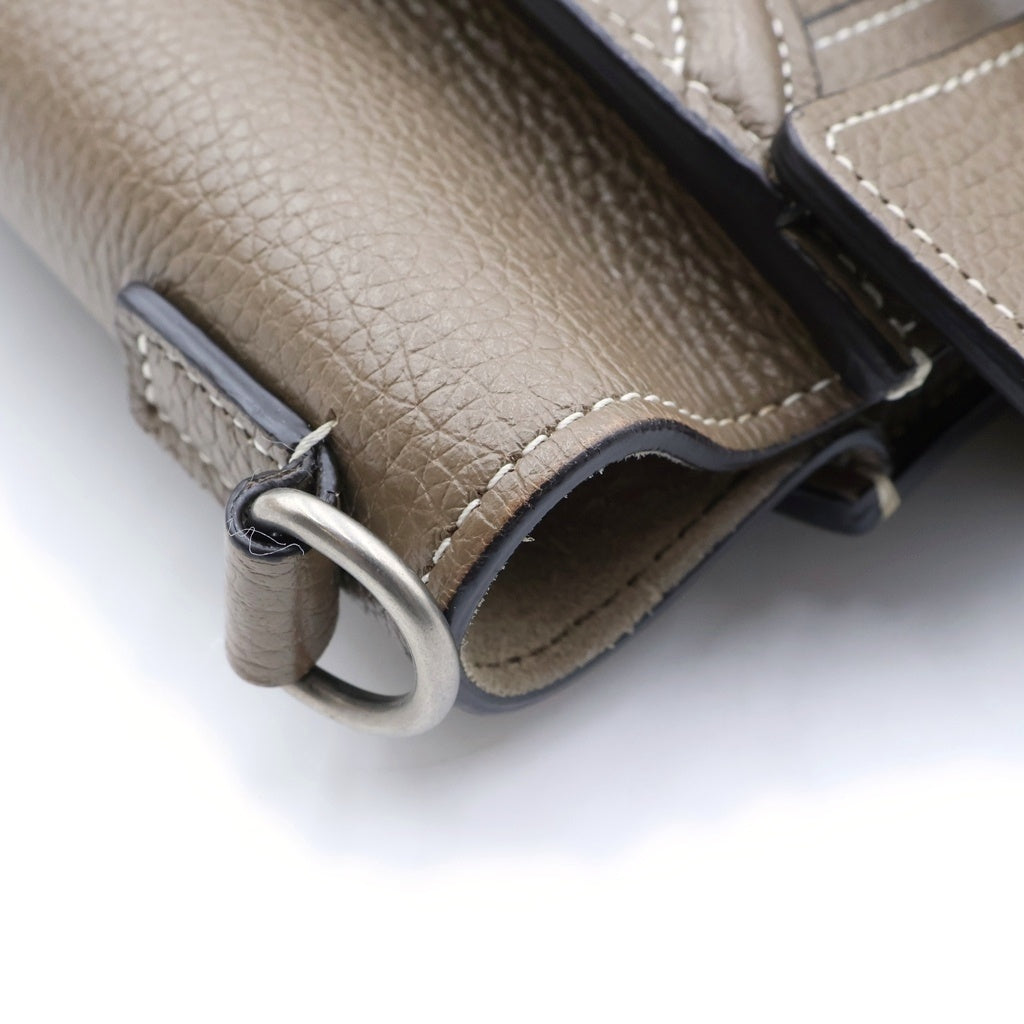 CELINE(セリーヌ) ラゲージ ナノショッパー 2WAYハンドバッグ ショルダーバッグ グレージュ レザー シルバー金具 レディース