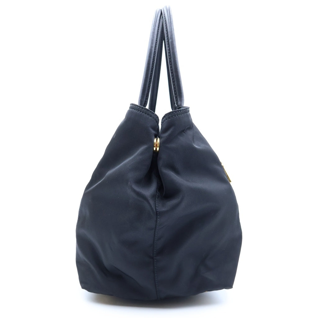 PRADA(プラダ) トライアングルロゴプレート ナイロン 2WAY ハンド ショルダー トートバッグ ブラック ゴールド金具 BN1825 レディース
