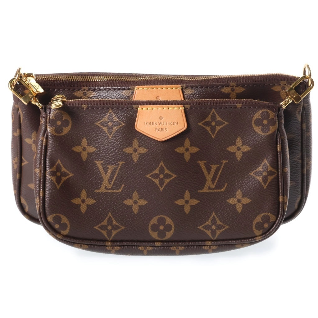 LOUIS VUITTON(ルイヴィトン) モノグラム ミュルティ・ポシェットアクセソワール ショルダーバッグ ブラウン レザー×PVC M44813 ゴールド金具 レディース