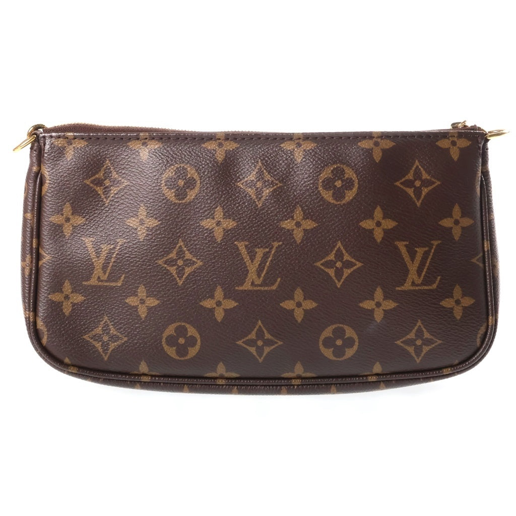 LOUIS VUITTON(ルイヴィトン) モノグラム ミュルティ・ポシェットアクセソワール ショルダーバッグ ブラウン レザー×PVC M44813 ゴールド金具 レディース