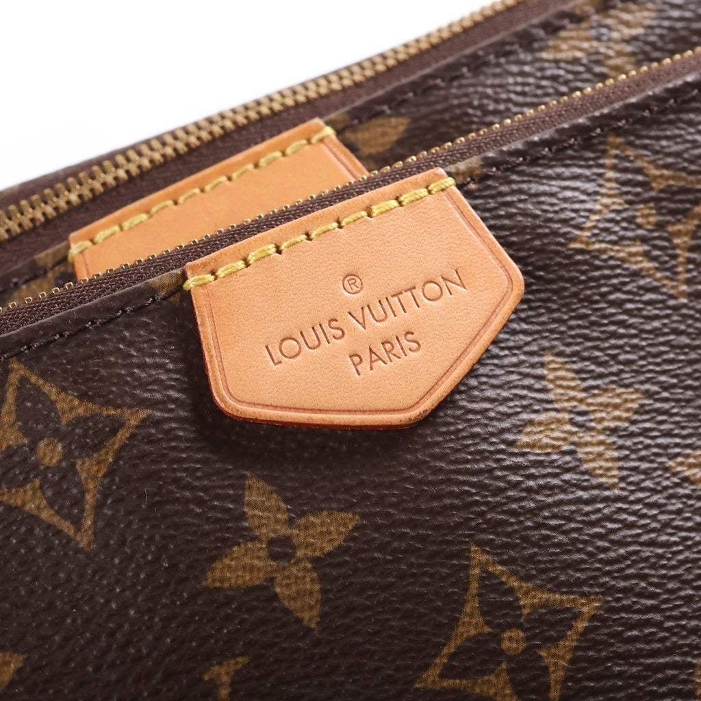 LOUIS VUITTON(ルイヴィトン) モノグラム ミュルティ・ポシェットアクセソワール ショルダーバッグ ブラウン レザー×PVC M44813 ゴールド金具 レディース