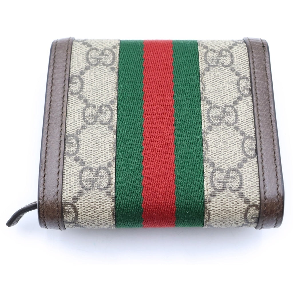 GUCCI(グッチ) オフィディア GGマーモント コンパクトウォレット 二つ折り財布 キャンバス レザー ブラウン 598662 レディース