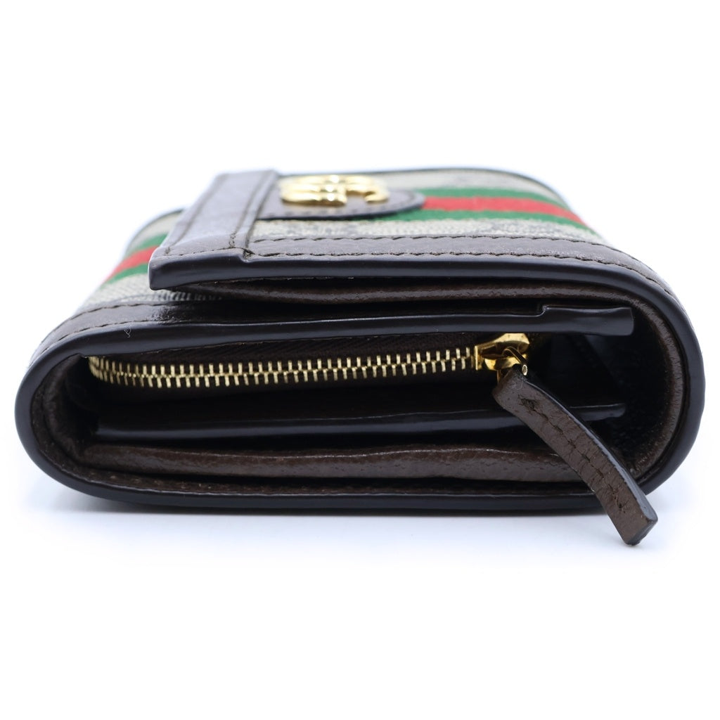 GUCCI(グッチ) オフィディア GGマーモント コンパクトウォレット 二つ折り財布 キャンバス レザー ブラウン 598662 レディース