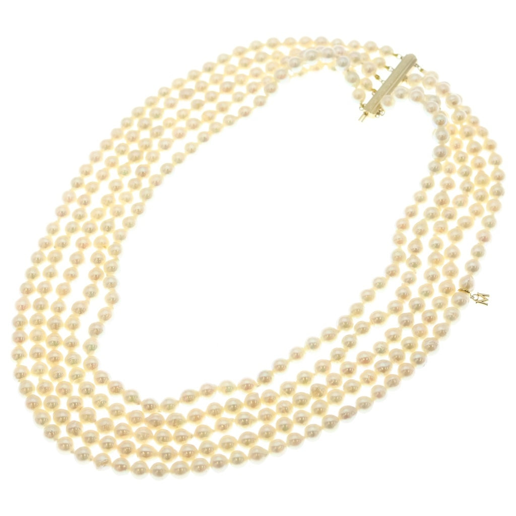 MIKIMOTO(ミキモト) 5連 パール ネックレス K14YG ホワイト/イエローゴールド レディース