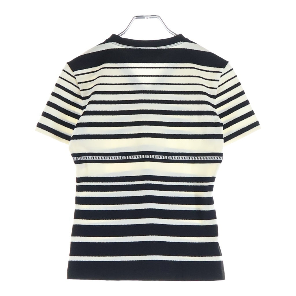 FENDI(フェンディ) OLD Vネック ボーダー柄 半袖Tシャツ カットソー ブラック/ホワイト レディース