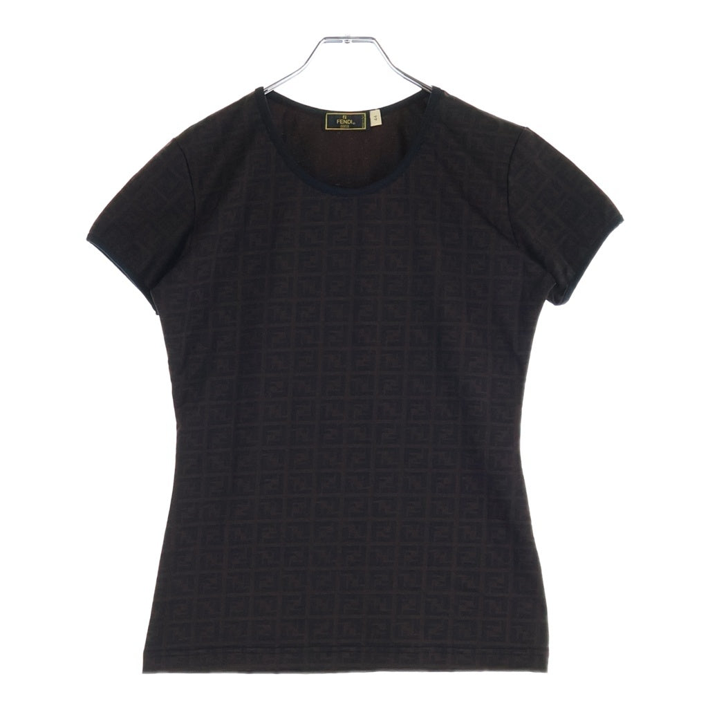 FENDI(フェンディ) OLD ズッカ総柄 クルーネック 半袖ストレッチTシャツ カットソー イタリア製 ブラウン系
