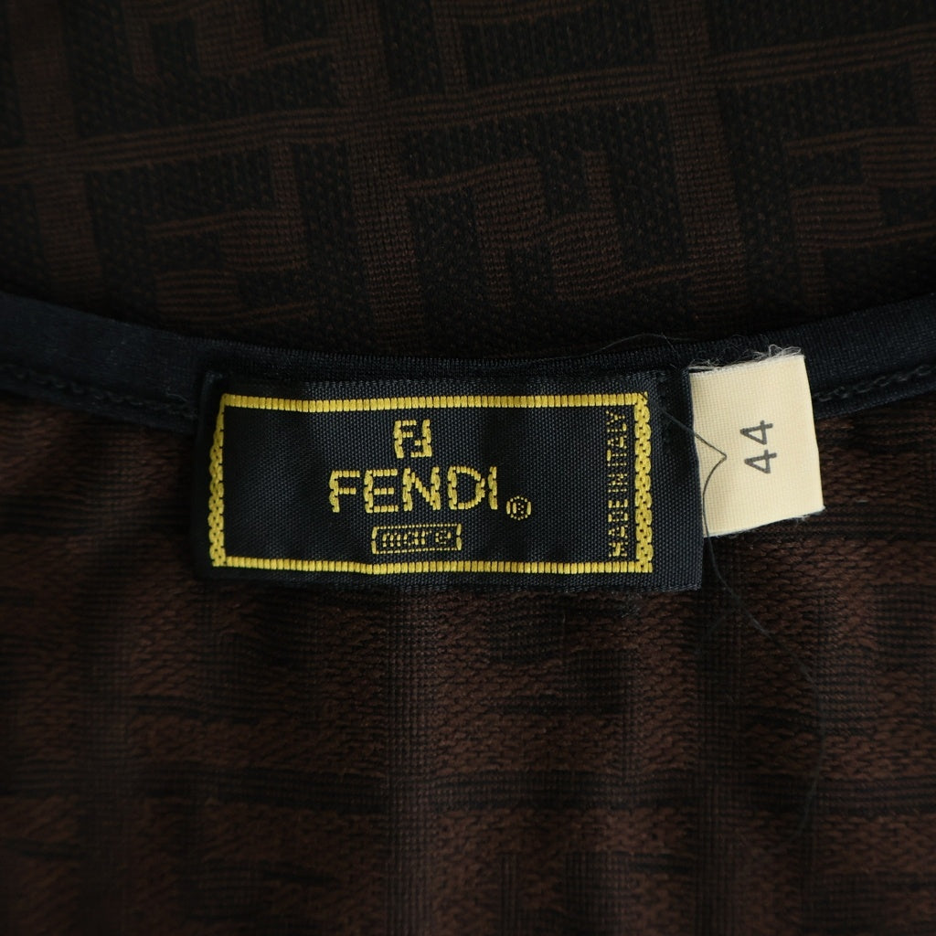 FENDI(フェンディ) OLD ズッカ総柄 クルーネック 半袖ストレッチTシャツ カットソー イタリア製 ブラウン系