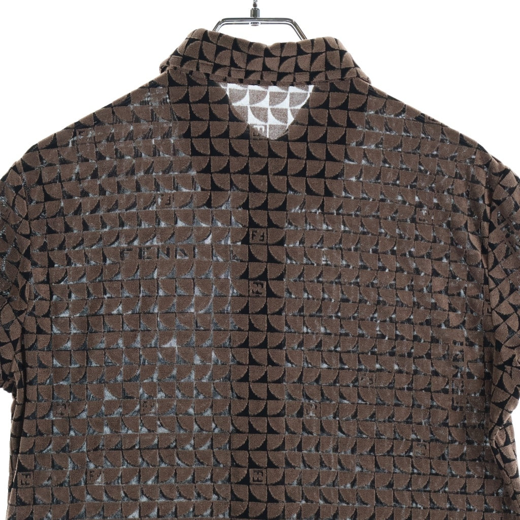FENDI(フェンディ) OLD FFロゴ 総柄 半袖レーヨンシャツ シースルー ブラウン系
