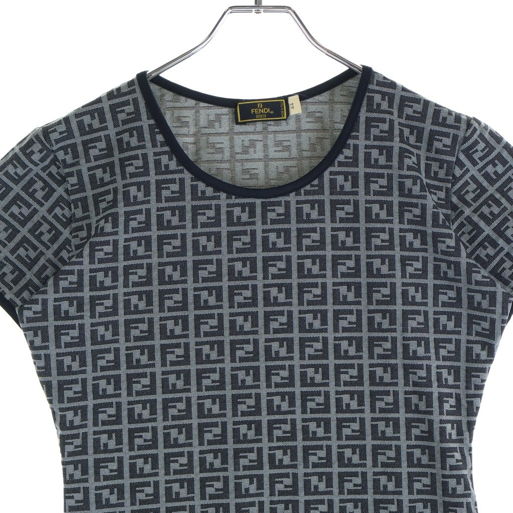 FENDI(フェンディ) OLD ズッカ総柄 クルーネック 半袖Tシャツ カットソー ロゴ イタリア製 グレー