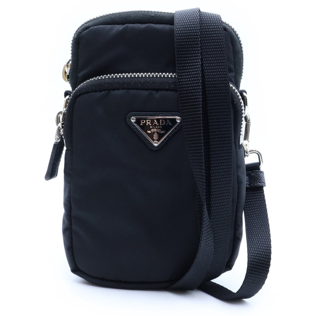 PRADA(プラダ) Re-Nylon ショルダーポーチ ショルダーバッグ ブラック ナイロン 2ZT024 シルバー金具 レディース