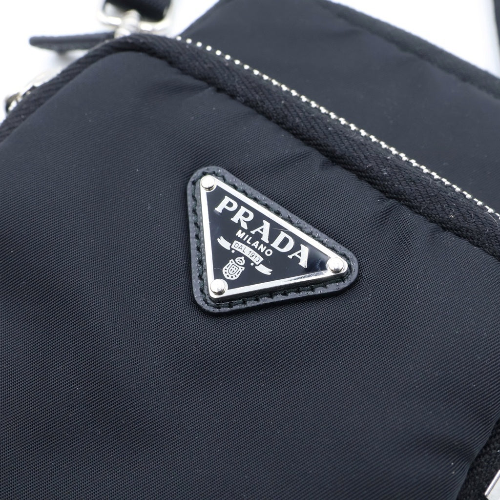 PRADA(プラダ) Re-Nylon ショルダーポーチ ショルダーバッグ ブラック ナイロン 2ZT024 シルバー金具 レディース