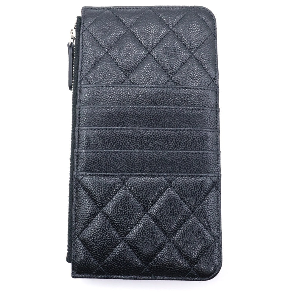 CHANEL(シャネル) フォンケース フラグメントケース カードケース ブラック キャビアスキン 30番台 シルバー金具 レディース