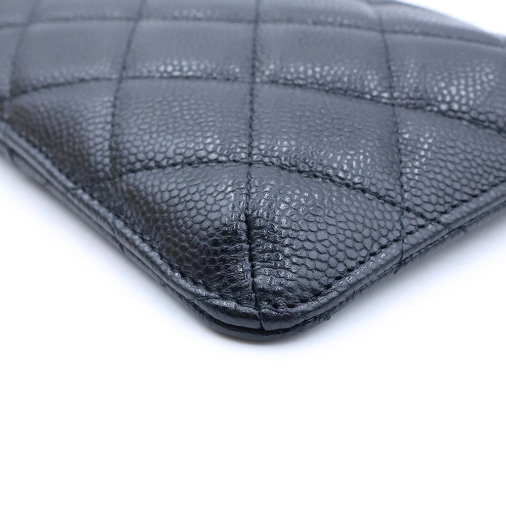 CHANEL(シャネル) フォンケース フラグメントケース カードケース ブラック キャビアスキン 30番台 シルバー金具 レディース