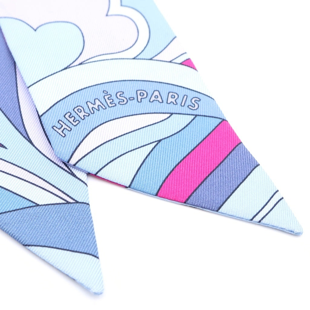 HERMES(エルメス) ツイリー Faubourg Rainbow フォーブルレインボー スカーフ ブルー シルク レディース