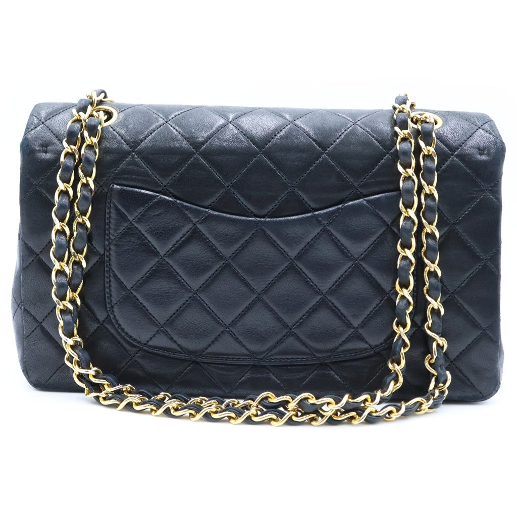 CHANEL(シャネル) マトラッセ25 WフラップWチェーンショルダーバッグ ブラック ラムスキン ゴールド金具 シール有 1番台 A01112 レディース