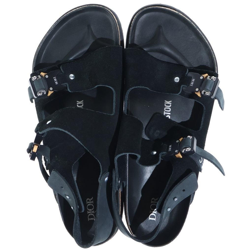 Christian Dior(クリスチャンディオール) ×BIRKENSTOCK 22AW ダブルストラップ ミラノサンダル シューズ ビルケンシュトック スエード ブラック