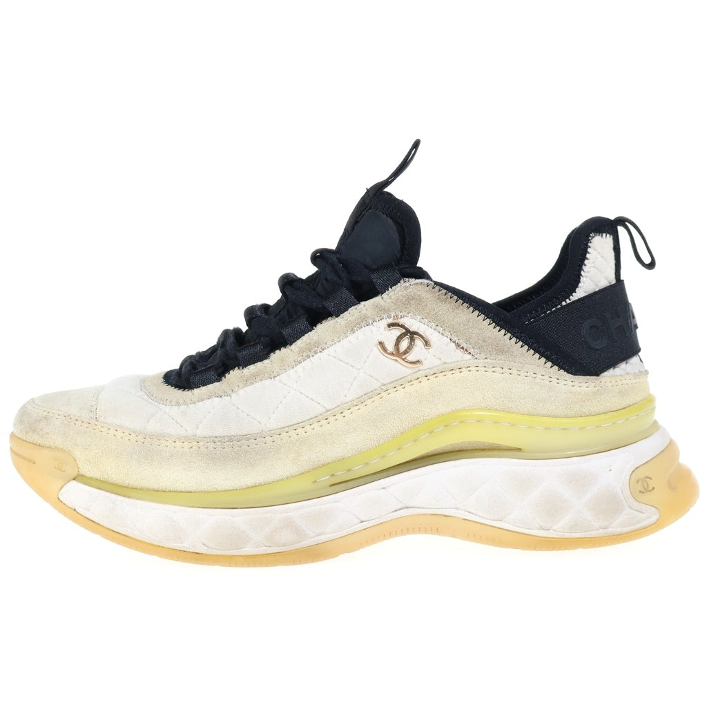 CHANEL(シャネル) マトラッセ ココマーク スエード切り替え ローカットスニーカー シューズ マルチカラー ホワイト/ブラック レディース