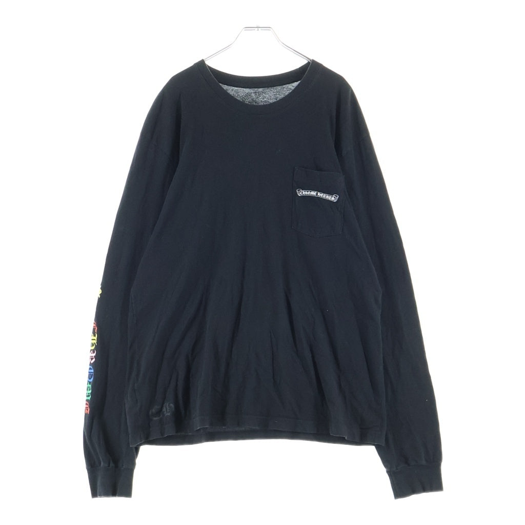 CHROME HEARTS(クロムハーツ) マルチカラー セメタリークロス スクロールラベル プリント ロングスリーブ 長袖 Tシャツ カットソー ブラック
