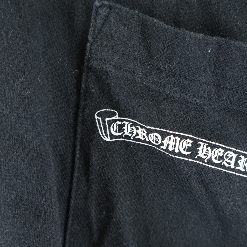 CHROME HEARTS(クロムハーツ) マルチカラー セメタリークロス スクロールラベル プリント ロングスリーブ 長袖 Tシャツ カットソー ブラック