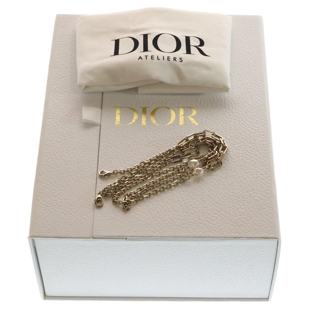 DIOR(ディオール) デイリーチェーンポーチ チェーンウォレット チェーンショルダーバッグ ブラック レザー ゴールド金具 レディース