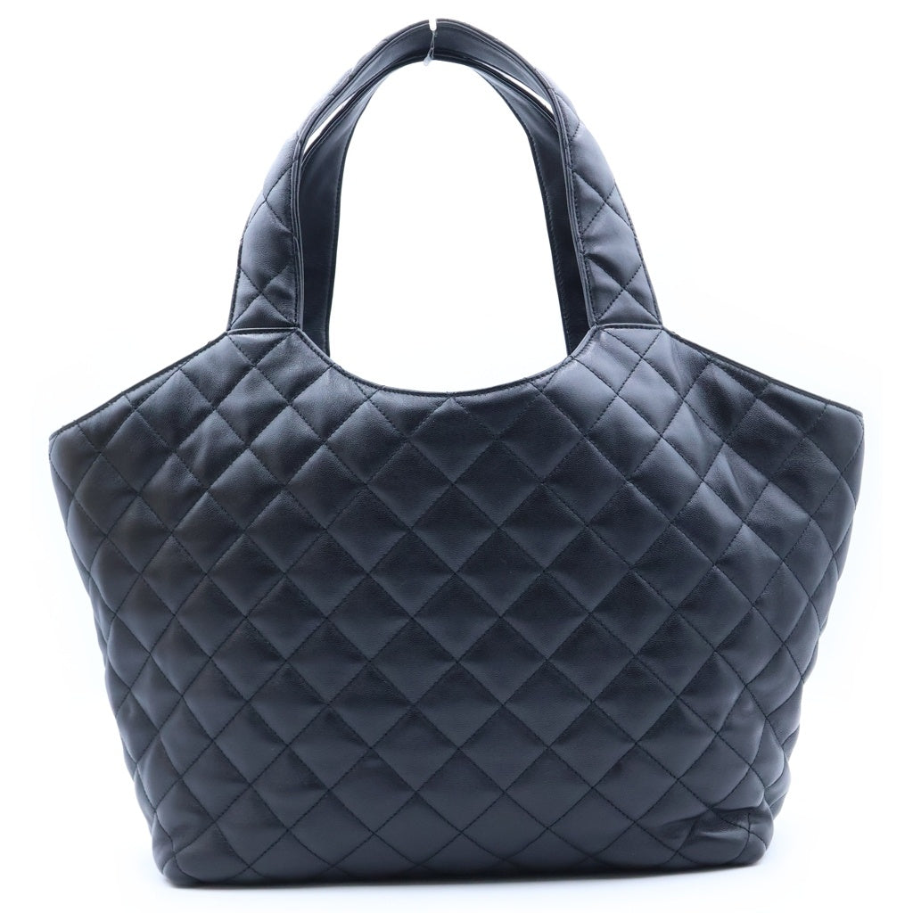 SAINT LAURENT PARIS(サンローランパリ) イカール マキシ キルティング トートバッグ ハンドバッグ ブラック ラムスキン ゴールド金具 レディース