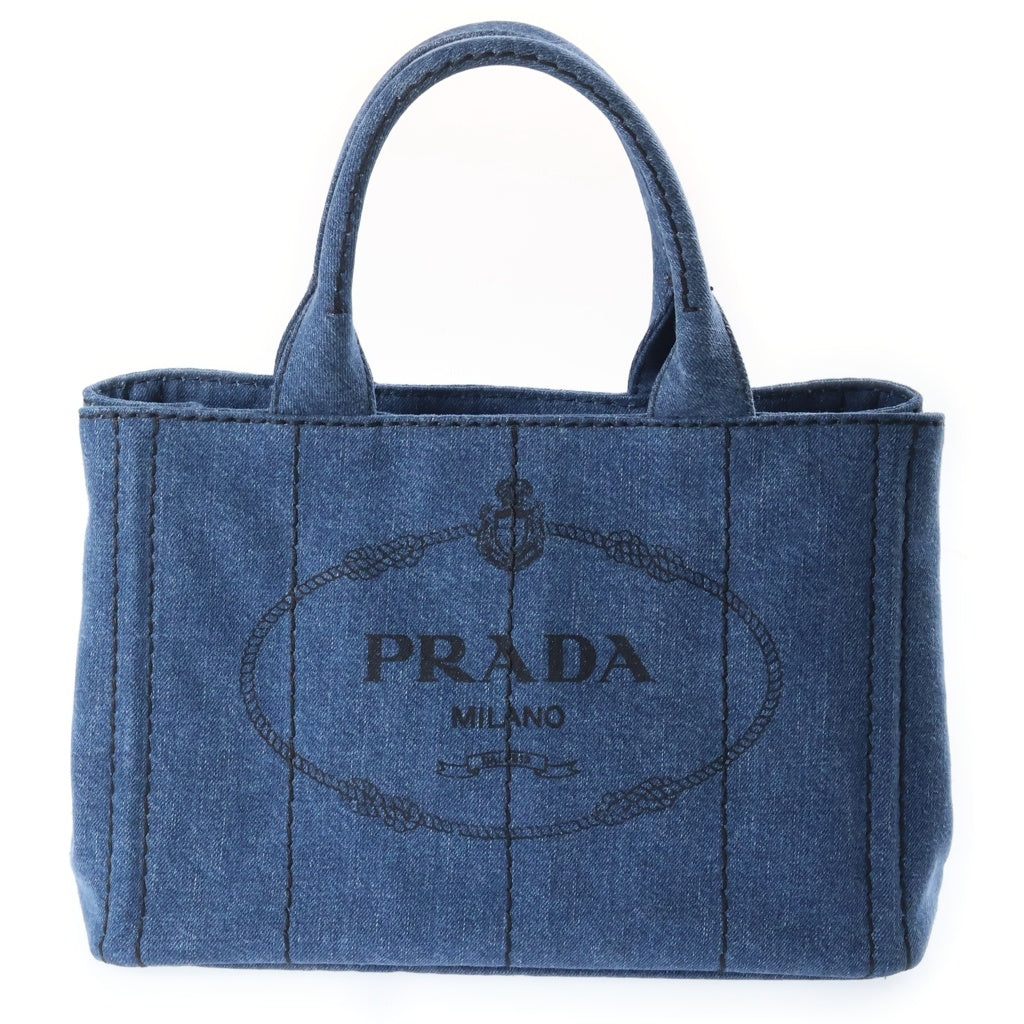 PRADA(プラダ) カナパ 2WAYハンドバッグ ショルダーバッグ インディゴブルー デニム 1BG439 ゴールド金具 レディース