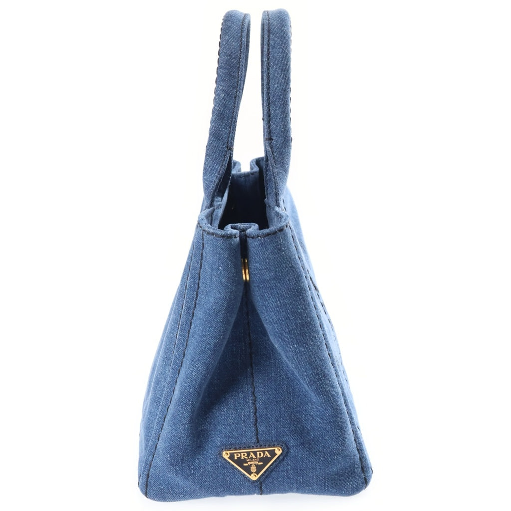 PRADA(プラダ) カナパ 2WAYハンドバッグ ショルダーバッグ インディゴブルー デニム 1BG439 ゴールド金具 レディース